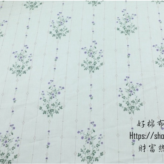 ผ้าคอตตอน 100% ทอทวิล ผ้าเมตร หน้ากว้าง2.35 เมตร 93 นิ้ว พิมพ์ลายดอกไม้