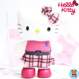 ✅มือสอง hello kitty Sanrio EIKOH plush doll wear red shirt leather shoes ตุ๊กตา คิตตี้ ใส่ชุดแดง รองเท้าหนัง มือสอง