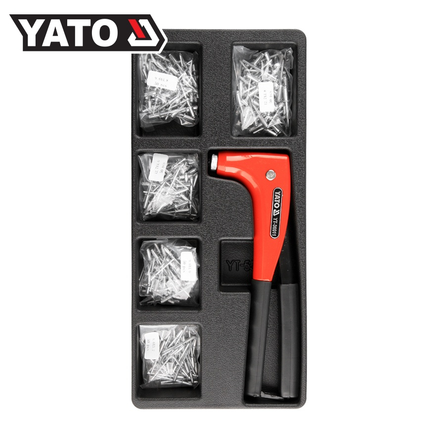 (มีใบกำกับภาษี)  YATO YT-55466 ชุดถาดเครื่องมือ คีมย้ำรีเวท + ดอกรีเวท