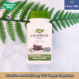 Natures Way - Licorice Root 900 mg 100 Vegan Capsules อาหารเสริมสมุนไพร จากรากชะเอมเทศ