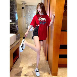 Fashion Split Letter Printing Short Sleeve T-shirt for Women 2023 Summer New Korean Loose Fit