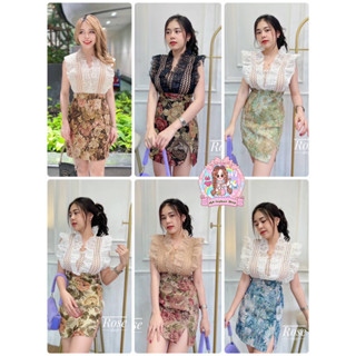 ❣️NEW COLLECTION ❣️  Tag❣️ Rose shop  โอ้ยแม่สวยหรูคุณหนูมากแม่ minidress กระโปรงผ้าทอ สุดหรู แหวกหน้าทรงสวยมากก