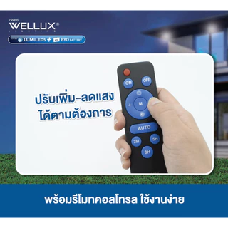 WELLUX โคมไฟฟลัดไลท์พลังงานแสงอาทิตย์ 50W 100W 200W 300W 400W 500W แสงขาว แสงวอร์ม LED Solar Floodlight