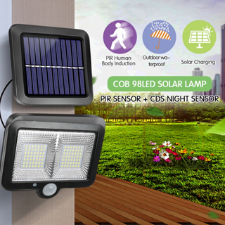 ไฟติดผนัง solar 98 LED ไฟโซล่าเซลล์ โซล่าเซลล์ ไฟโซล่า ไฟสปอตไลท์ กันน้ำกลางแจ้ง Solar light แสงเซ็นเซอร์ของมนุษย์