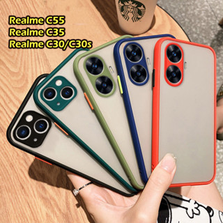 เคสผิวด้าน ตรงรุ่น realme c55 เคสหลังด้านกันกล้อง realme c30/realme c30s/realme c35/realme c33 c31 เคสขอบสีกันกระแทก