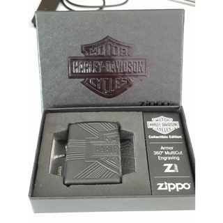 ZIPPO 49176  HARLEY DAVIDSON  ARMOR CASE  BLACK MATTE  MULTICUT ENGRAVING    คอลเลคชั่นประจำปี2020 จาก HARLEY DAVIDSON