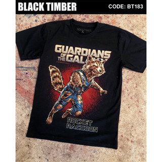 BT 183 guardians of the galaxy vol 3 rocket raccoon เสื้อยืด สีดำ BT Black Timber T-Shirt ผ้าคอตตอน S M L XL XXL