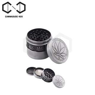 Grinder 4 Layer Leaf Style 55mm Amsterdam Pattern leaf beside เครื่องบด ที่บด 4 ชั้น ลายใบ ด้านข้าง