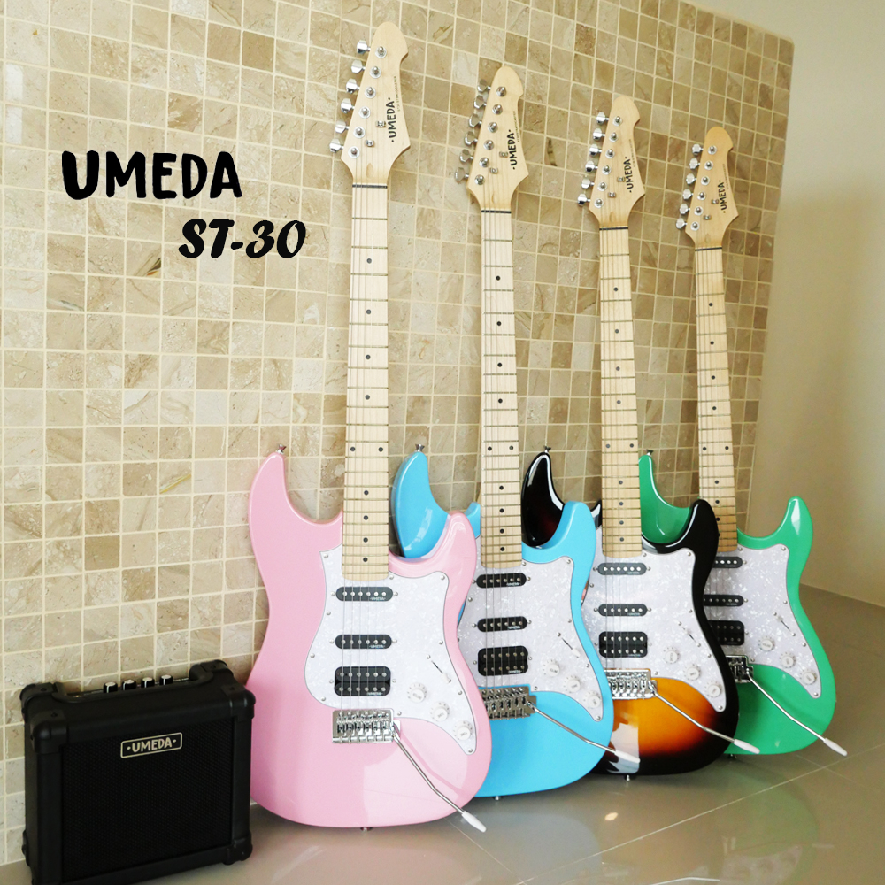 Umeda - ST-30 M ปิ๊กอัพ H-S-S พร้อมแอมป์ Umeda รุ่น AG-09G  ลำโพง 5 นิ้ว 10 วัตต์ มีเสียงแตก