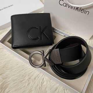 Cal//vin Klein Leather Belt &amp; Wallet Set Code:B2D09050366 แบรนด์แท้ 100% งาน Outlet