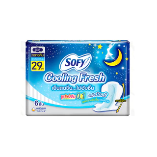 SOFY Cooling Fresh Night Super Slim 0.1 Wing 29cm. ผ้าอนามัย 6pcs