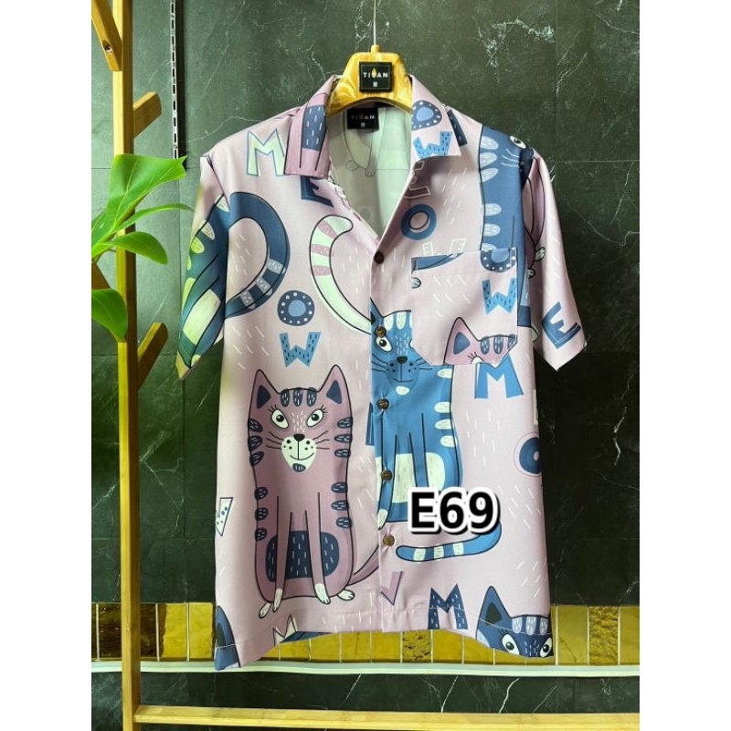 เสื้อเชิ้ต เสื้อฮาวาย ผ้าไหมอิตาลีไม่ยับไม่ร้อนไม่ต้องรีด แฟชั่นชาย แฟชั่นเกาหลี ร้านเสื้อผ้าผู้ชาย