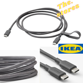 สายชาร์จมือถือ iKea USB-C to USB-C สายผ้า สายถัก สี dark grey ยาว 1.5 m LILLHULT อิเกีย