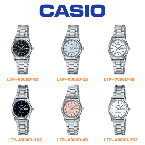 CASIO นาฬิกาข้อมือผู้หญิง รุ่น LTP-V006D,LTP-V006D-1B,LTP-V006D-2B,LTP-V006D-4B,LTP-V006D-7B,LTP-V00