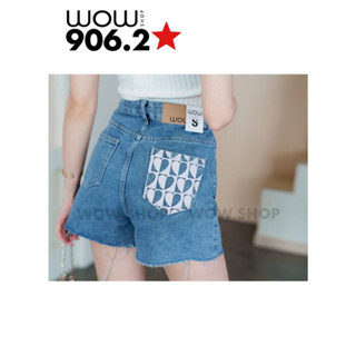 906.2👖ยีนส์ไม่ยืด สีฟอกเข้ม ทำแต่งสกรีนกระเป๋าหลังเป็นรูปหัวใจสีชมพูน่ารักๆ