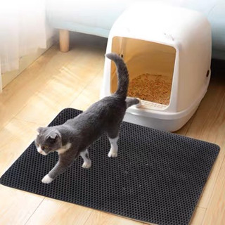 HM-แผ่นดักทรายแมว พรมดักทรายแมว 2 ชั้น ช่วยดักทรายแมวที่ติดตามเท้า Cat litter Pad เททรายกลับมาใช้ได้ใหม่ได้-B119