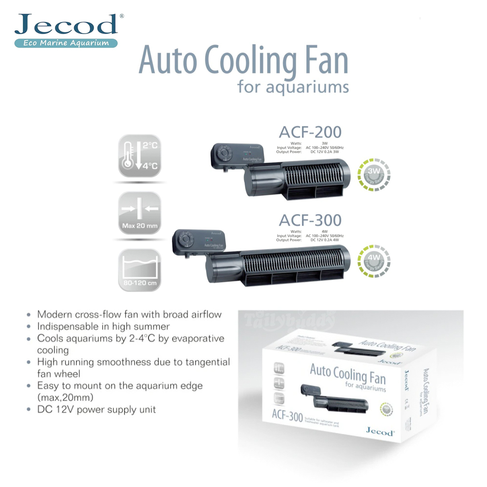 Jecod Auto Cooling Fan พัดลมอัตโนมัติ สำหรับตู้ปลาน้ำจืด ไม้น้ำ และตู้ปลาทะเล ช่วยลดอุณหภูมิได้ 2-4c พัดลมตู้ปลา Jebao