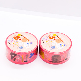 Masking and clear tape วาชิเทปแบบขุ่นและแบบใสสีสันสดใสน่ารัก [Krobear]