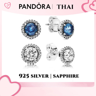 [ส่งจากกรุงเทพ]P เงิน925 ต่างหู ตุ้มหู ไพลิน ต่างหูทรงกลม BlueShiny Earring เครื่องประดับแฟชั่นสตรี 100%