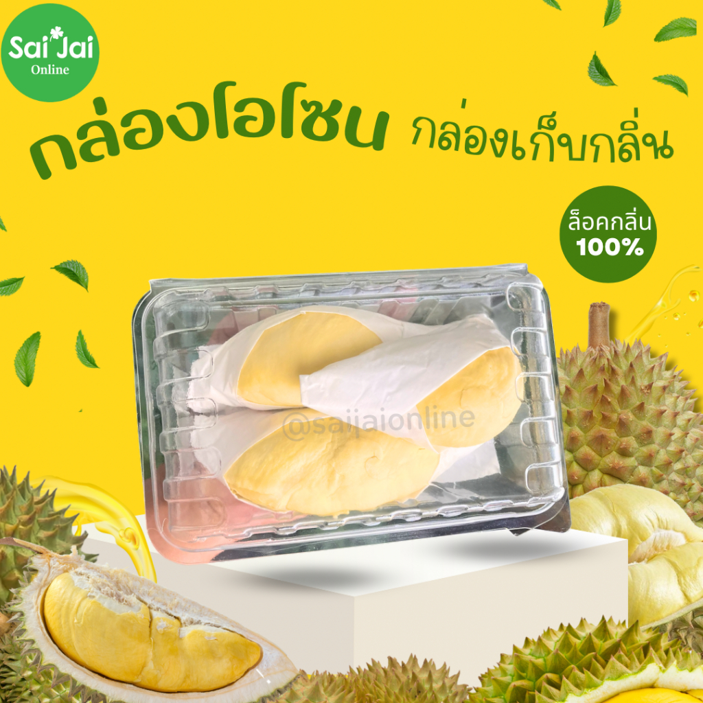 กล่องทุเรียนล็อคกลิ่น ไม่เจาะรู/ล็อคเเน่น บรรจุ 500g.