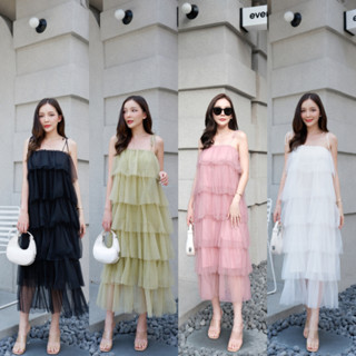 [พร้อมส่ง] Chiffon Dress เดรสชีฟองเนื้อนิ่ม เดรสขนมชั้น #Thitiya