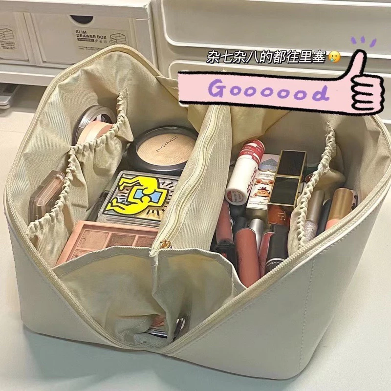 包 (3สี/พร้อมส่ง) กระเป๋าเครื่องสําอาง กระเป๋าออแกไนเซอร์ หนัง PU กันน้ำ จุของได้เยอะ แบบพกพา หนังไม่ย้วย