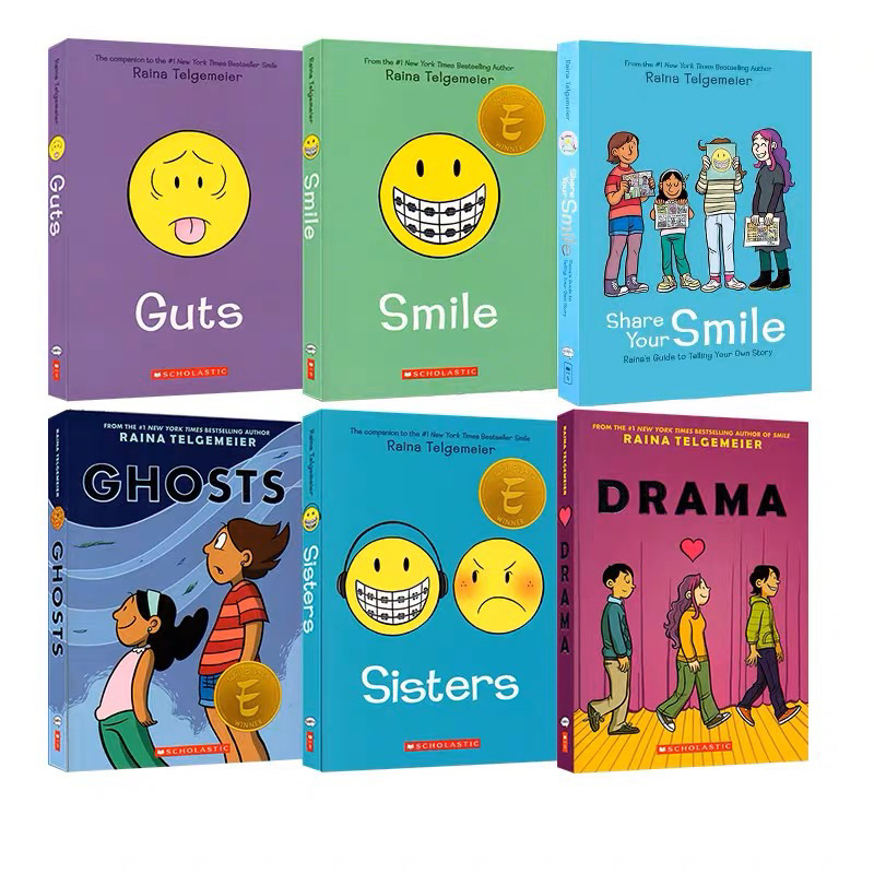 Raina Telgemeier Series ,Smile / Sisters / Ghosts / Drama / Guts / Share Your Smile,6 Books