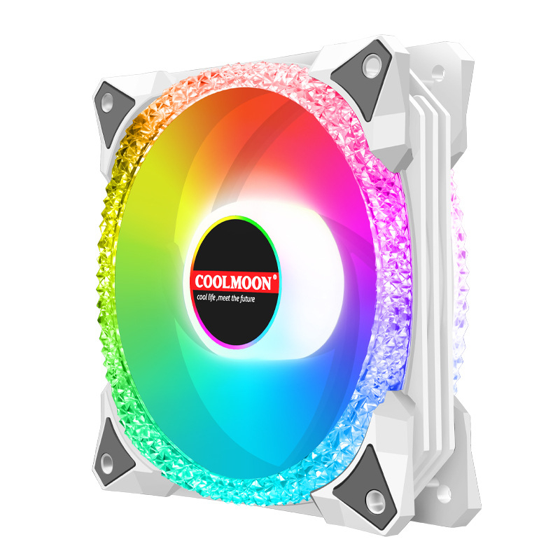 พัดลมเคส Coolmoon Magic Diamond AS2 ARGB 3pin 5V, 4pin PWM 120mm. 1800RPM