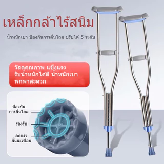 ไม้ค้ำยันอลูมิเนียม 1คู่ ไม้ค้ำผู้สูงอายุ ปรับความสูงได้ 5 ระดับ รับน้ำหนักได้ดี ที่รองรักแร้นุ่ม พร้อมส่ง