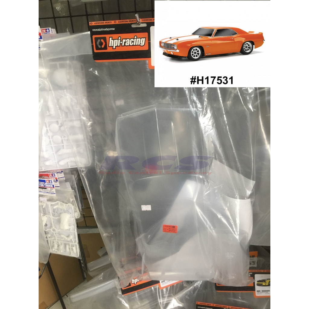 HPI 17531 บอดี้ 1969 CHEVROLET® CAMARO Z28® wheelbase 255mm ความกว้างประมาณ 200mm ยังไม่ได้ตัดเจาะแล