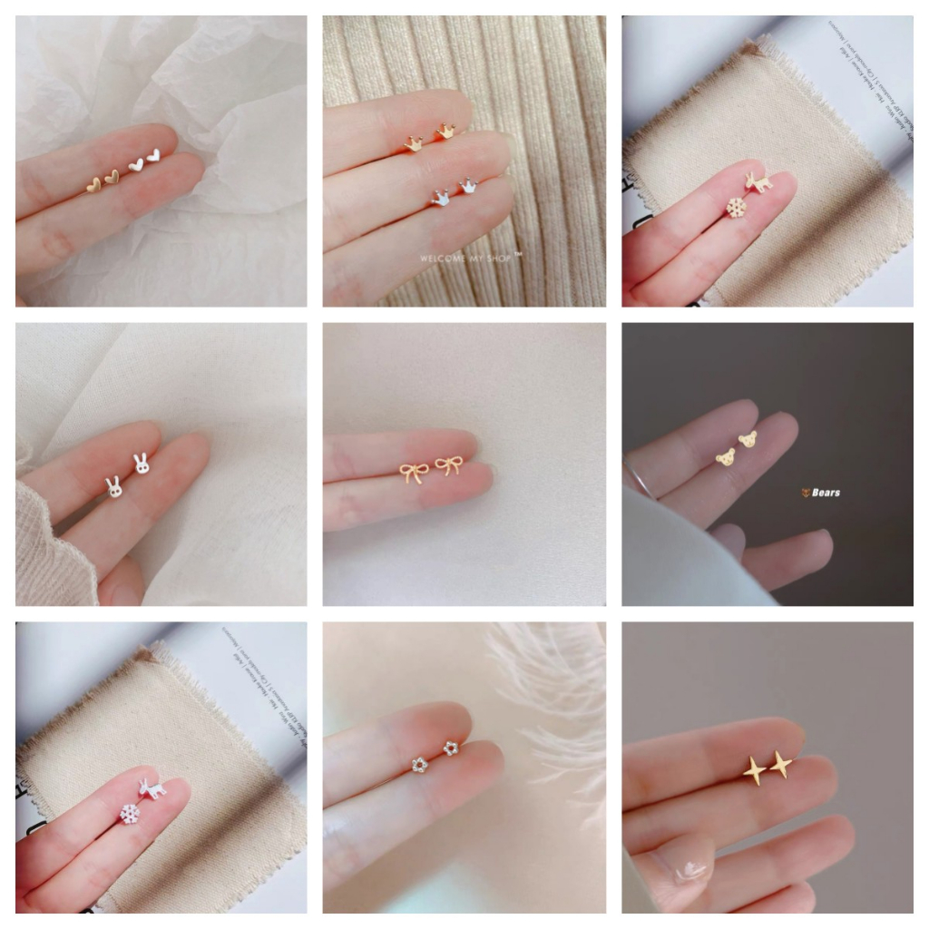 น่ารัก ละเอียดอ่อน เรียบง่าย หลากหลาย สัมผัสแห่งการออกแบบ สีทอง สีเงิน ตุ้มหู ของขวัญสำหรับวันเกิด วันวาเลนไทน์ earrings
