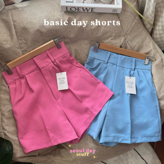 seoulday_stuff◆(BDS013) Basic Day Shorts กางเกงขาสั้นสีฟ้าอ่อน เอวสูง เก็บพุง ที่สาวๆตามหากัน กางเกงสีชมพู XS-4XL