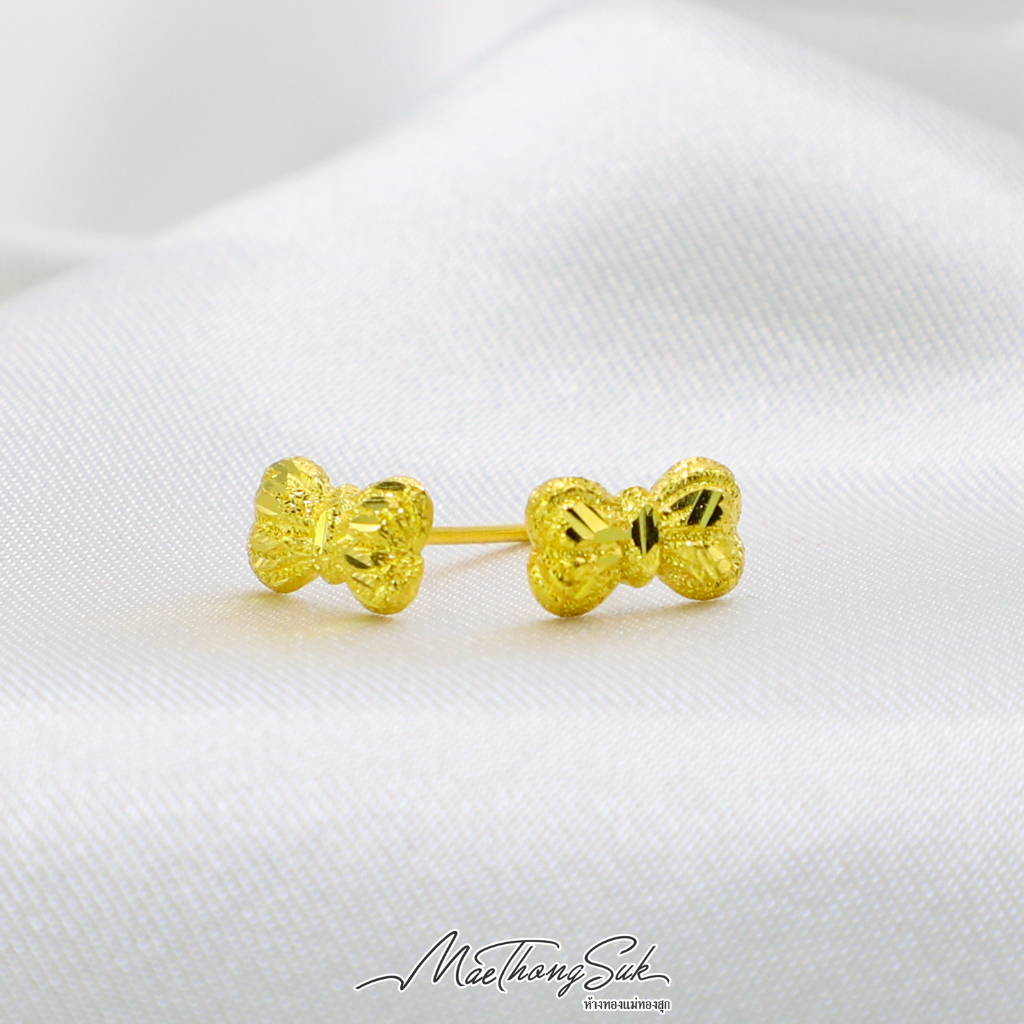 MTSGOLD ต่างหู 1 กรัม แป้นโบว์