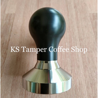 tamper ด้ามกดกาแฟ by KS tamper coffeeแบบด้ามปอมคาดเงิน ขนาดเส้นผ่านศูนย์กลางขนาด 51,53,54,57,58.0,58.50,58.55มม พร้อมส่ง