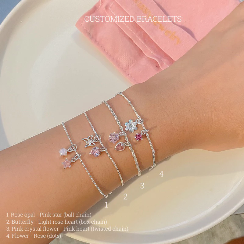SissyJewelry // สร้อยข้อมือเงินแท้ (แจ้งจี้ช่องหมายเหตุ) Customized bracelets เลือกจี้เองได้🎁Free gift box🎁