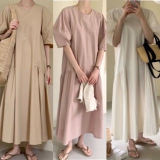 Maxi dress ผ้าใส่สบายไม่ร้อน เนื้อผ้าเย็น ซิบด้านหลัง