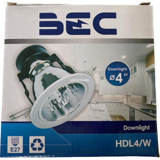 BEC โคมไฟ ดาวน์ไลท์ ฝังฝ้าหน้ากลม HDL4/W ขนาด 4" ขอบขาว downlight