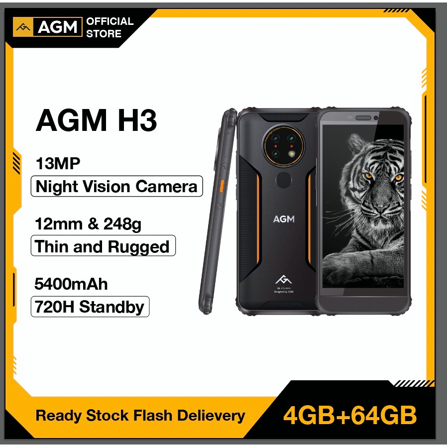AGM H3 IP68/IP69K Waterproof Rugged Phone Night Vision Celular 5.7" 5400mAh Smartphone Android 11 Mo