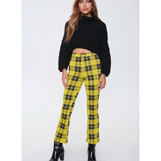 กางเกง forever21 plaid plant