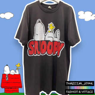 เสื้อยืดผ้าฟอกสีดำ Snoopy