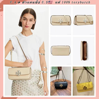 F.A ว่าแท้100% กระเป๋า tory burch แท้ eleanor pebbled small rectangular leather bag flap กระเป๋าสะพายข้าง กระเป๋าแฟชั่น