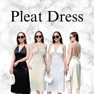 pleat dress โชว์หลังผ้าซาติน (ป้ายทิติยา)