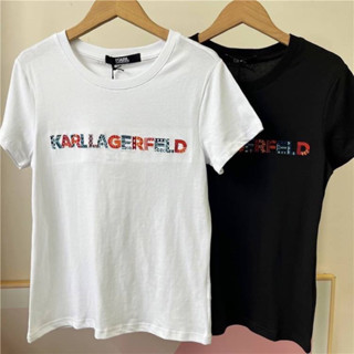 เสื้อยืดลายปักโลโก้ Karl Lagerfeld