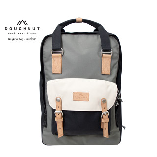 DOUGHNUT BAG : MACAROON LARGE REBORN COMBO SERIES : GREY x STONE กระเป๋าโดนัทเป้สะพายหลัง หนังแท้รีไซเคิล กันน้ำได้ ( รหัสสินค้า 09286 )