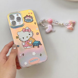 🎁ส่งของขวัญ🎁เคสไอโฟน 11 13 12 Pro Max เลเซอร์ hello kitty จี้ เคส for ไอโฟน14 pro max soft case Iphone