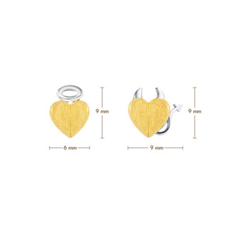 PRIMA ต่างหูรูปหัวใจคู่ (Angel - Devil) Two-tone ทองคำ 99.9% กับทองขาว 112E0441-01