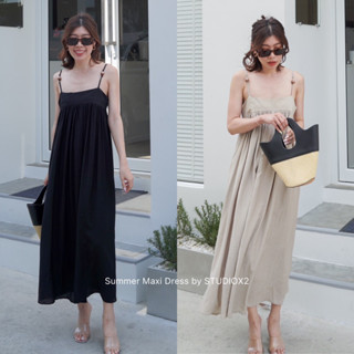 🇰🇷  NEW ARRIVAL!! 🇰🇷 Summer Camisole Maxi Dress 🤎🖤(690฿ฟรีส่ง) อันยอง ป้ายยาอีกรุ่น น้องเป็นเดรสสายเดี่ยวเกาหลี studiox2