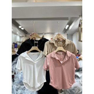 🧸เสื้อคอปก ผ้านุ่มเด้ง เล่นแสงสวยมาก Tag #Doublem🌈