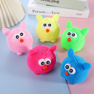 ตุ๊กตาหมี เฟอร์บี้ เม่น ของเล่น มีไฟ LED รูปการ์ตูน ของเล่นสําหรับเด็ก ที่บีบ ผ่อนคลายกล้ามเนื้อลูกบอลยางนุ่ม บอลเด้ง
