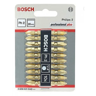 BOSCH ดอกไขควงลม สีทอง PH2x65mm. #2608521042 (10ดอก/แพ็ค)